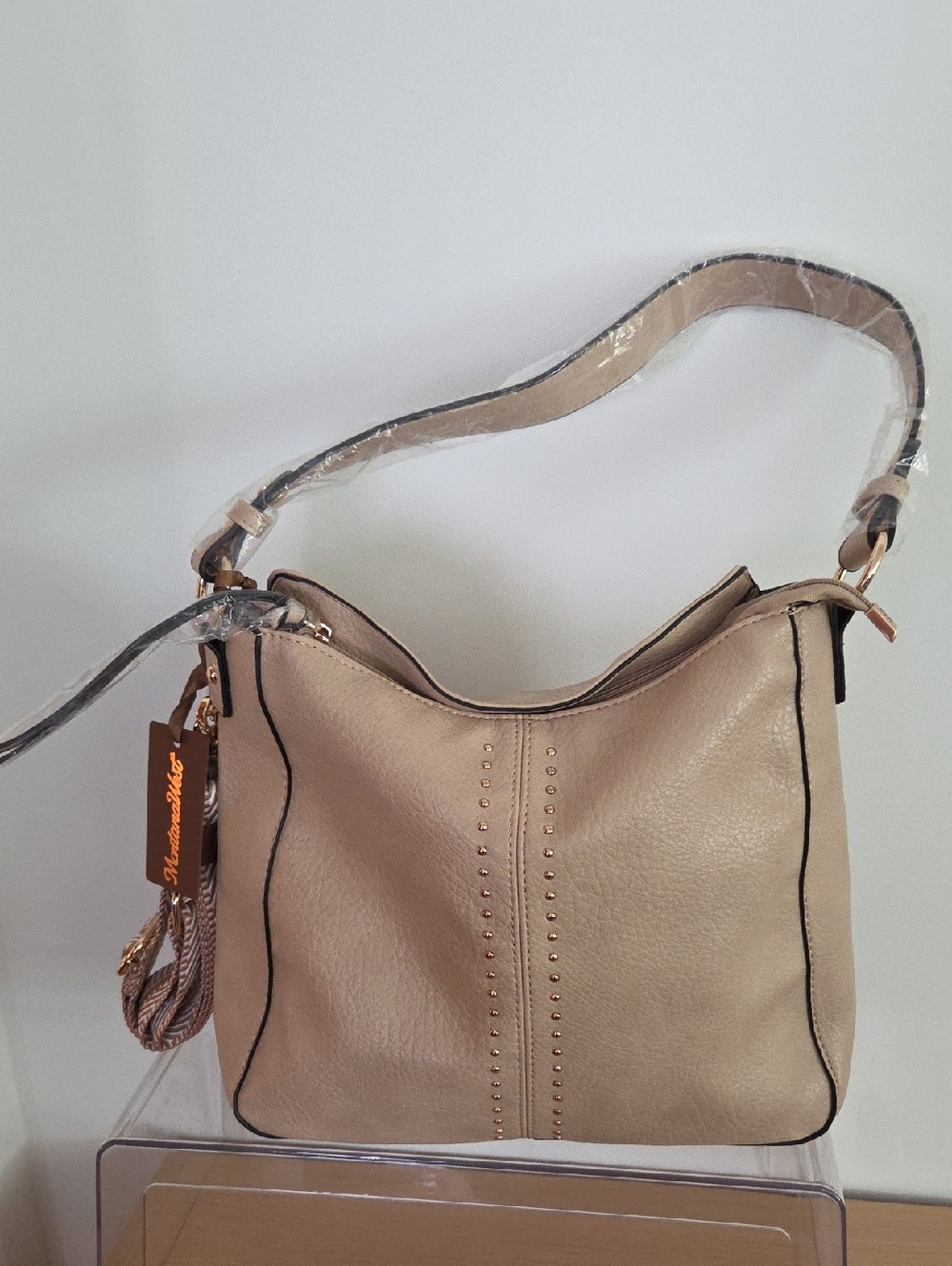 Montana West NWT Beige Shoulder Bag with Guitar Strap